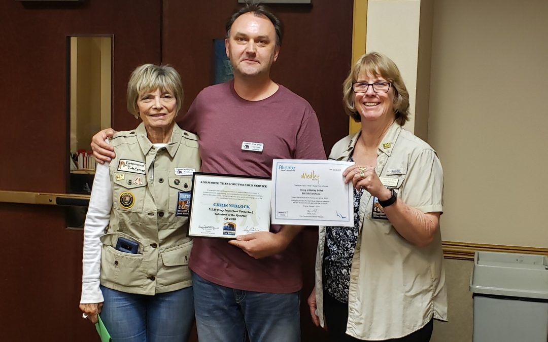 Congratulations to Chris Niblock, our first Volunteer of the Quarter!